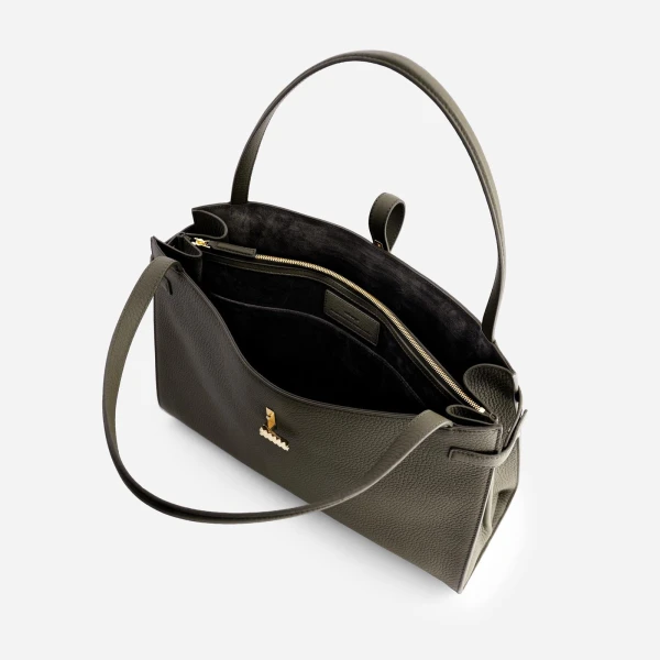 Mlouye Isla Tote in Grained Dark Green | Totes & Top-Handle Bags | Luxury Shoes 