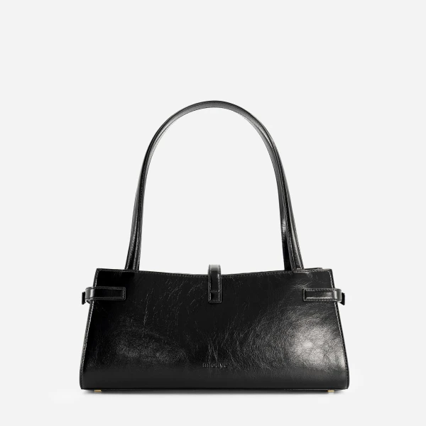 Mlouye Isla Wide Tote in Crinkled Black | Totes & Top-Handle Bags | Luxury Shoes 