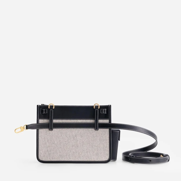 Mlouye Juno Bag in Canvas Black | Shoulder & Crossbody Bags | Luxury Shoes 