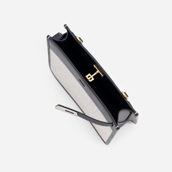 Mlouye Juno Bag in Canvas Black | Shoulder & Crossbody Bags | Luxury Shoes 
