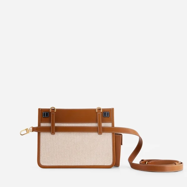 Mlouye Juno Bag in Canvas Tan | Shoulder & Crossbody Bags | Luxury Shoes 