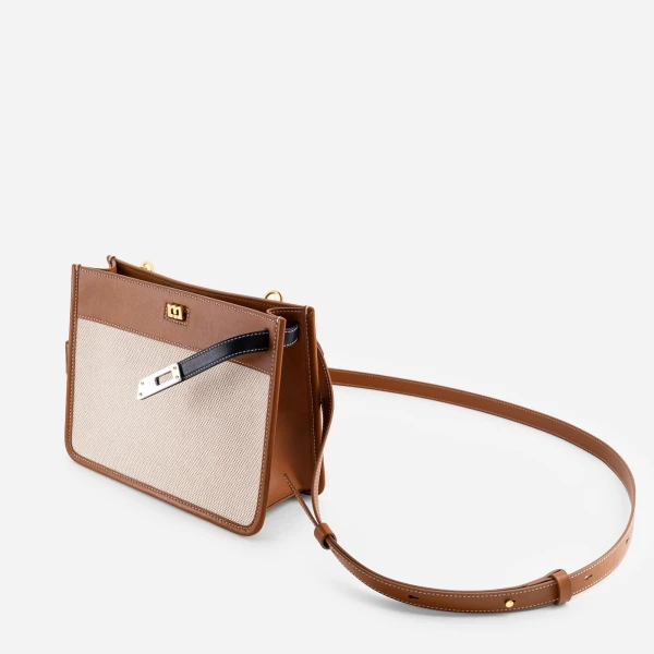 Mlouye Juno Bag in Canvas Tan | Shoulder & Crossbody Bags | Luxury Shoes 