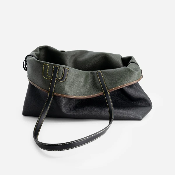 Mlouye M Tote in Black and Hunter Green | Totes & Top-Handle Bags | Luxury Shoes 