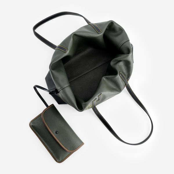 Mlouye M Tote in Black and Hunter Green | Totes & Top-Handle Bags | Luxury Shoes 