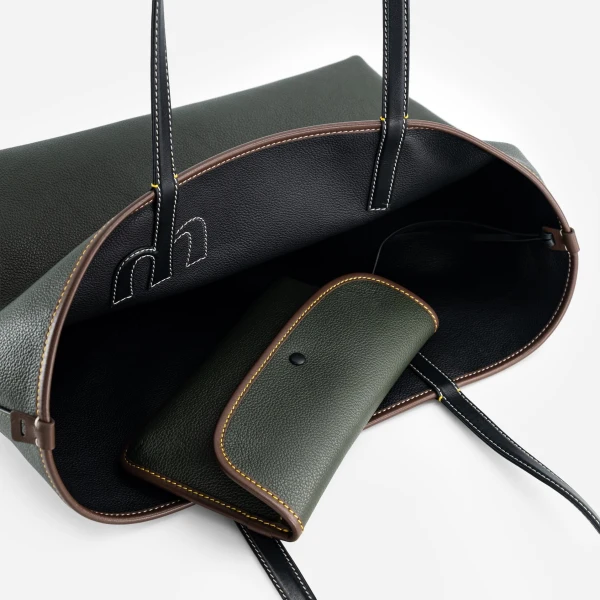 Mlouye M Tote in Black and Hunter Green | Totes & Top-Handle Bags | Luxury Shoes 