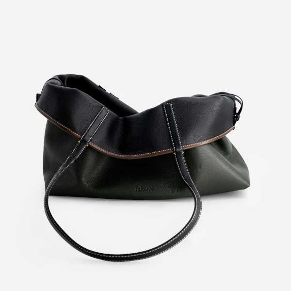 Mlouye M Tote in Black and Hunter Green | Totes & Top-Handle Bags | Luxury Shoes 