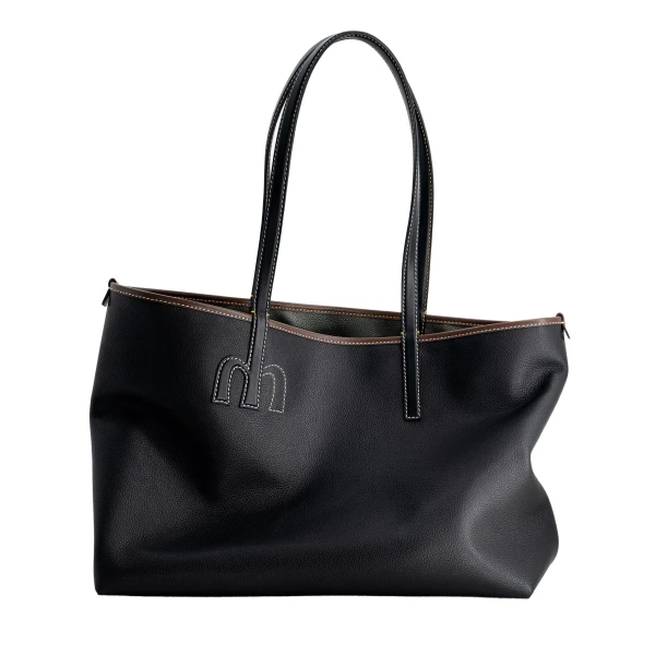 Mlouye M Tote in Black and Hunter Green | Totes & Top-Handle Bags | Luxury Shoes 