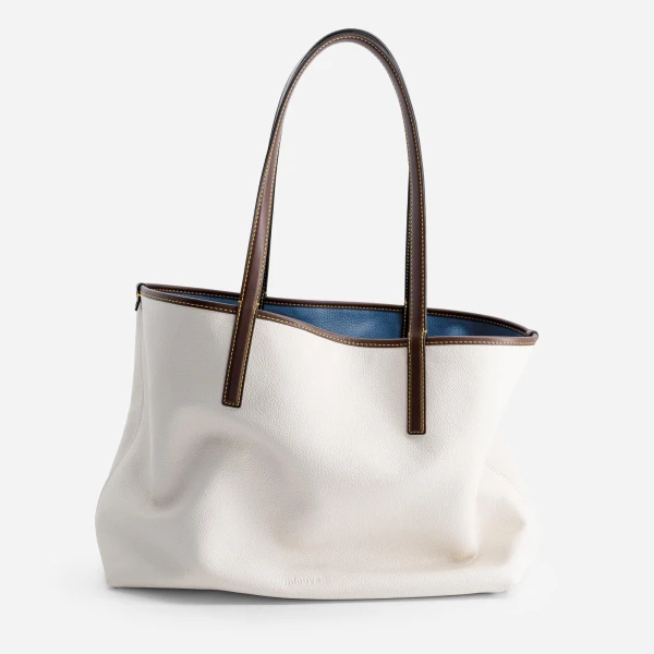 Mlouye M Tote in Denim and Off White | Totes & Top-Handle Bags | Luxury Shoes 