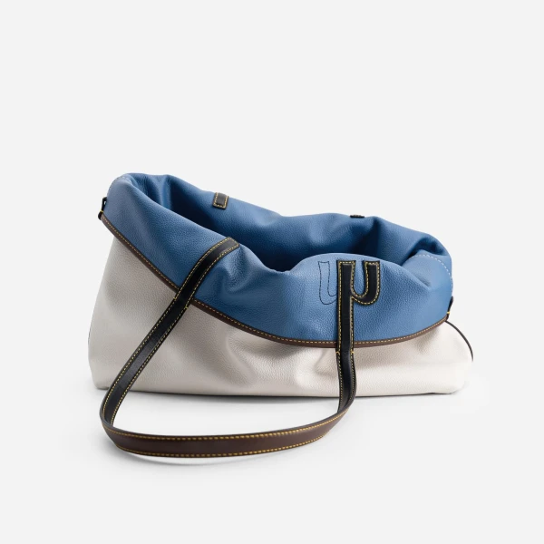 Mlouye M Tote in Denim and Off White | Totes & Top-Handle Bags | Luxury Shoes 