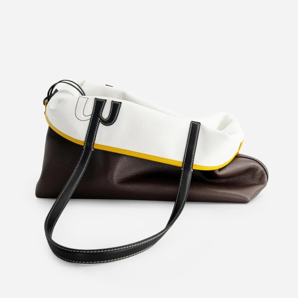 Mlouye M Tote in Espresso and White | Totes & Top-Handle Bags | Luxury Shoes 