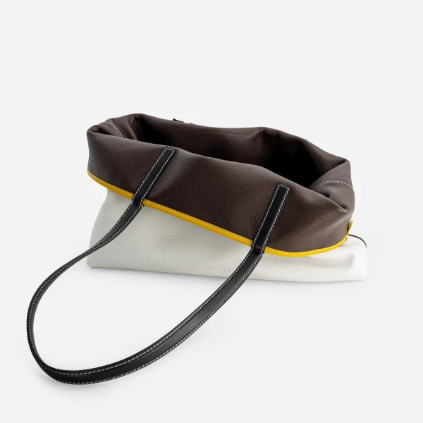 Mlouye M Tote in Espresso and White | Totes & Top-Handle Bags | Luxury Shoes 