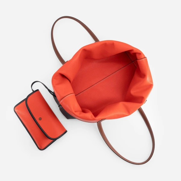 Mlouye M Tote in Grey and Orange | Totes & Top-Handle Bags | Luxury Shoes 