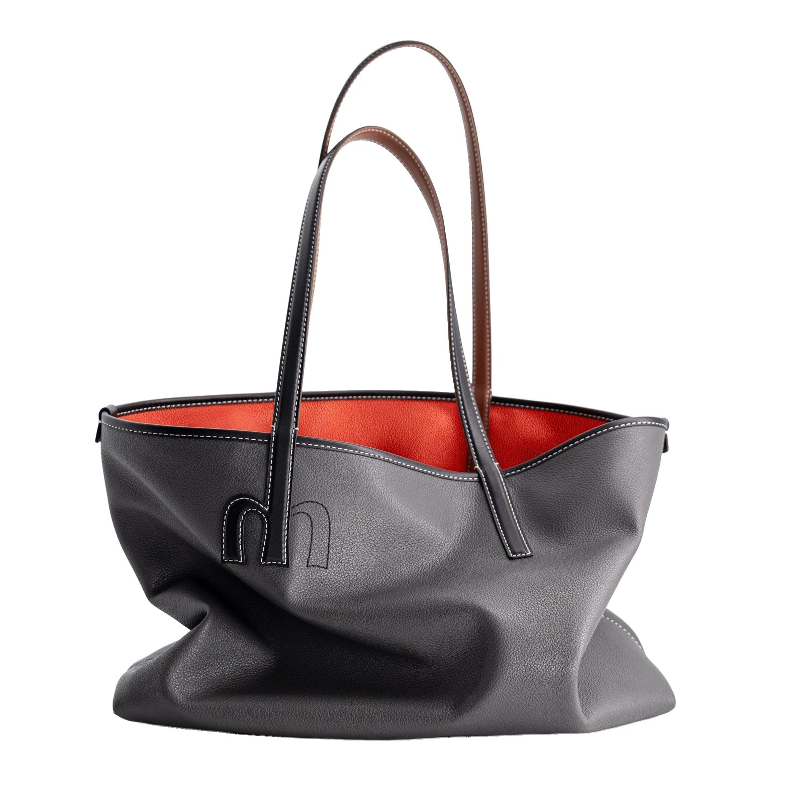Mlouye M Tote in Grey and Orange Mlouye M Tote in Grey and Orange | Totes & Top-Handle Bags | Luxury Shoes