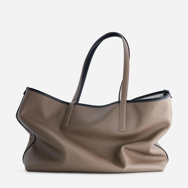Mlouye M Tote in Off White and Etoupe | Totes & Top-Handle Bags | Luxury Shoes 
