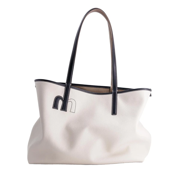 M Tote in Off White and Etoupe