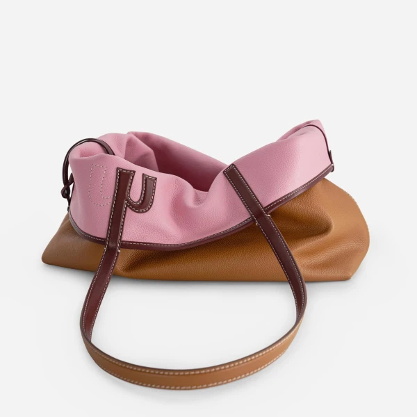 Mlouye M Tote in Tan and Pink | Totes & Top-Handle Bags | Luxury Shoes 