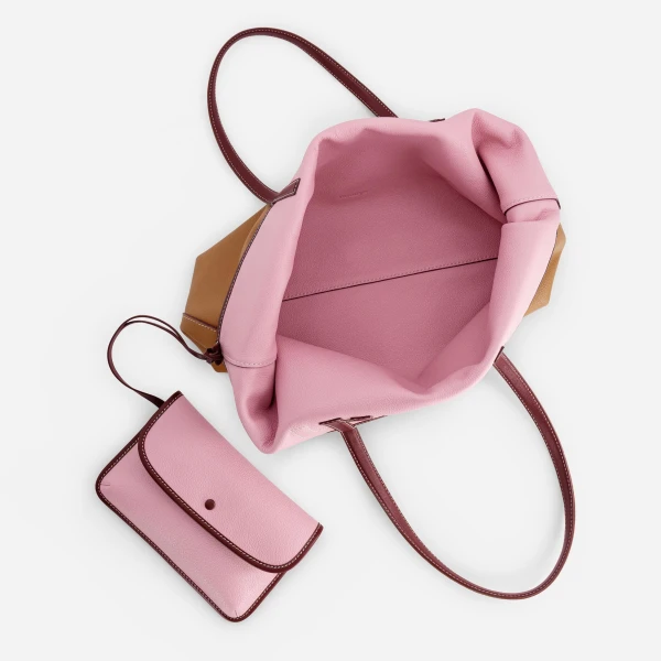 Mlouye M Tote in Tan and Pink | Totes & Top-Handle Bags | Luxury Shoes 