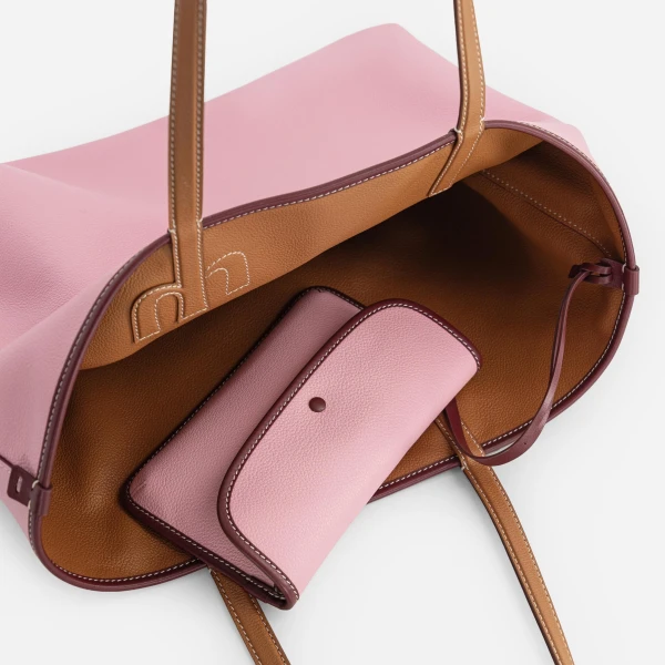 Mlouye M Tote in Tan and Pink | Totes & Top-Handle Bags | Luxury Shoes 