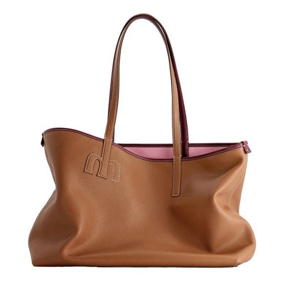 M Tote in Tan and Pink