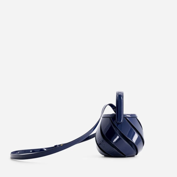 Mlouye Mini Helix Bag in Patent Navy | Mini Bags | Luxury Shoes 