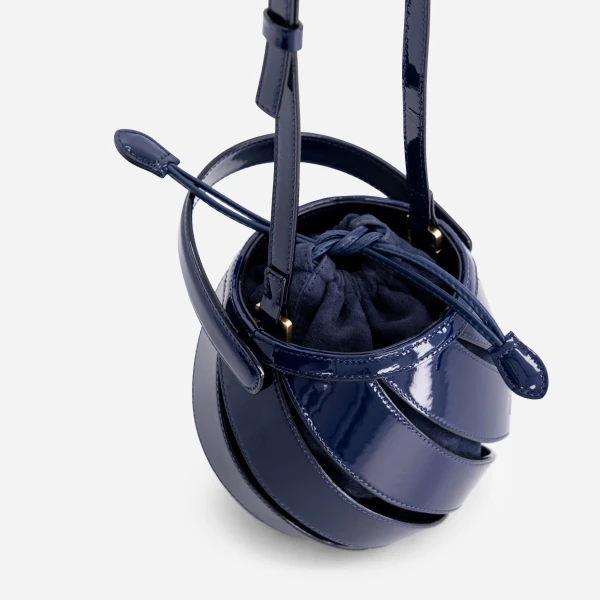 Mlouye Mini Helix Bag in Patent Navy | Mini Bags | Luxury Shoes 
