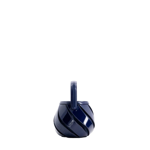 Mlouye Mini Helix Bag in Patent Navy | Mini Bags | Luxury Shoes 