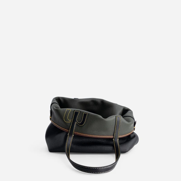 Mlouye Mini M Tote in Black and Hunter Green | Mini Bags | Luxury Shoes 