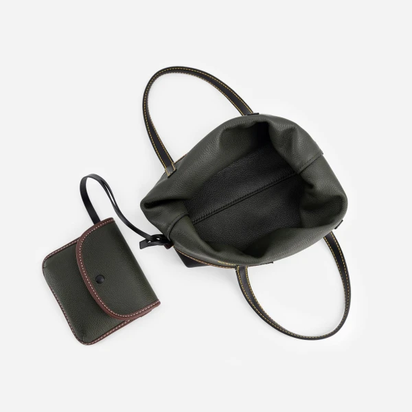 Mlouye Mini M Tote in Black and Hunter Green | Mini Bags | Luxury Shoes 