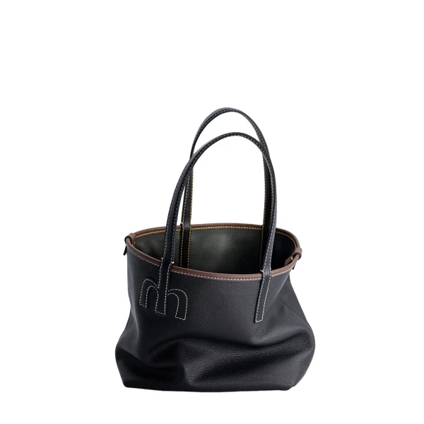 Mlouye Mini M Tote in Black and Hunter Green | Mini Bags | Luxury Shoes 