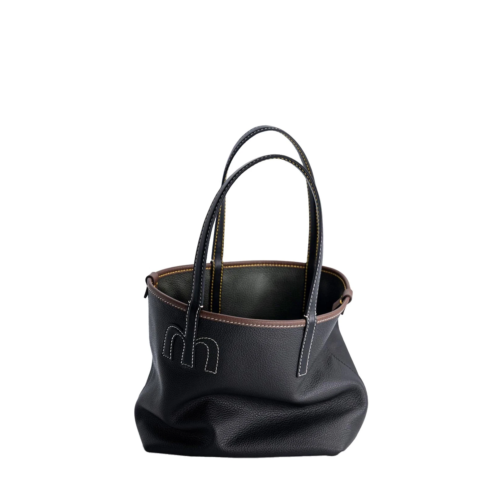 Mlouye Mini M Tote in Black and Hunter Green Mlouye Mini M Tote in Black and Hunter Green | Mini Bags | Luxury Shoes
