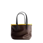 Mlouye Mini M Tote in Espresso and White | Mini Bags | Luxury Shoes 