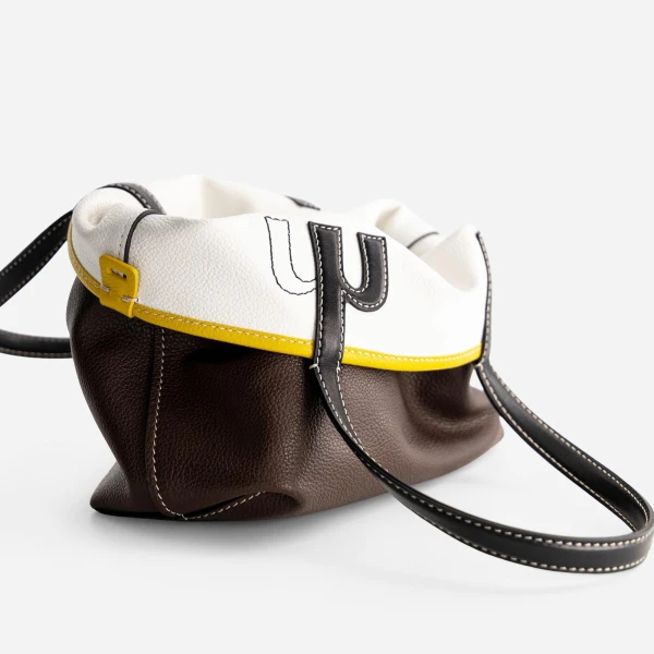 Mlouye Mini M Tote in Espresso and White | Mini Bags | Luxury Shoes 