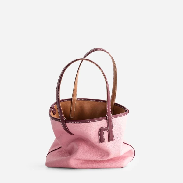 Mlouye Mini M Tote in Tan and Pink | Mini Bags | Luxury Shoes 