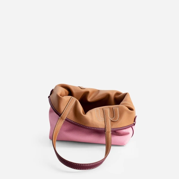 Mlouye Mini M Tote in Tan and Pink | Mini Bags | Luxury Shoes 