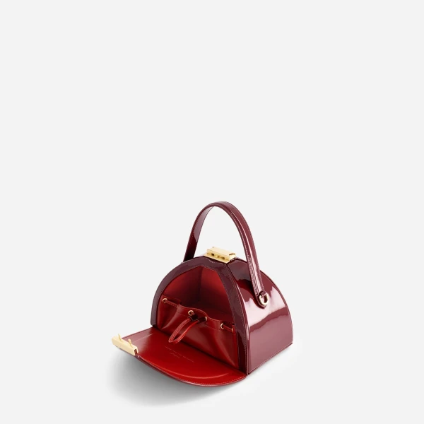Mlouye Mini Pandora Bag in Patent Bordeaux | Mini Bags | Luxury Shoes 