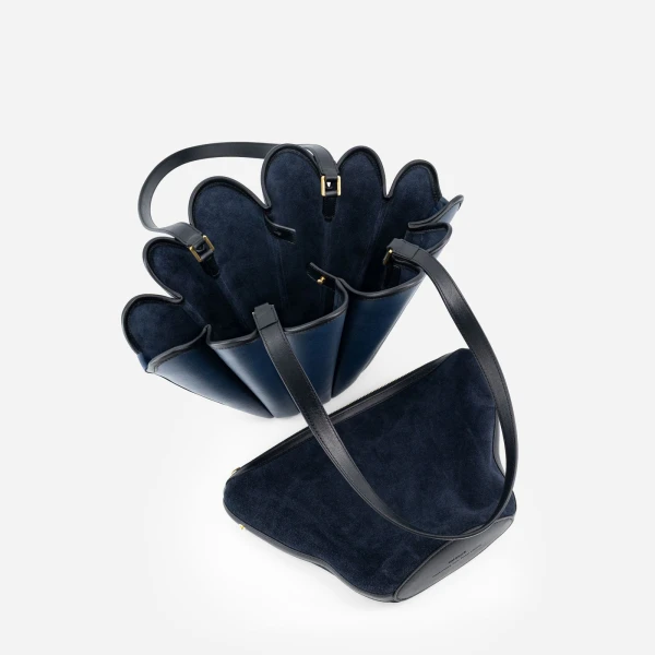 Mlouye Mini Seashell Tote in Navy | Mini Bags | Luxury Shoes 