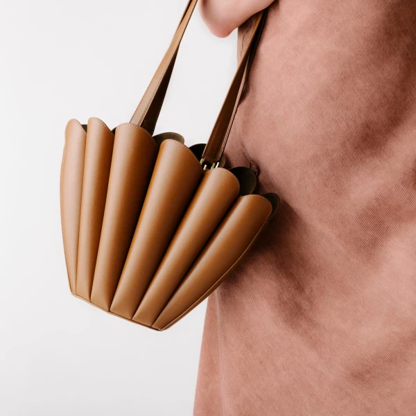 Mlouye Mini Seashell Tote in Suede Espresso | Mini Bags | Luxury Shoes 