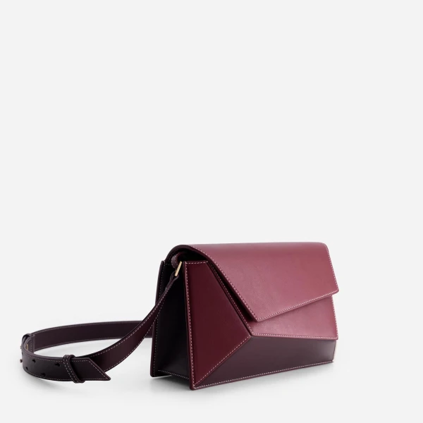 Mlouye Naomi Bag in Bordeaux and Off White | Shoulder & Crossbody Bags | Luxury Shoes 