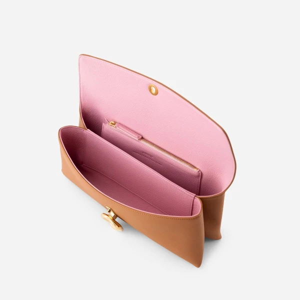 Mlouye Seal Double Clutch in Tan | Clutch Bags | Luxury Shoes 