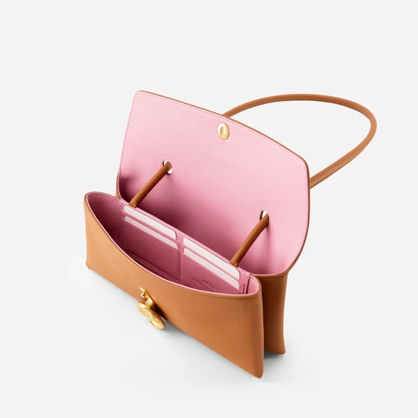Mlouye Seal Flap Bag in Tan | Shoulder & Crossbody Bags | Luxury Shoes 