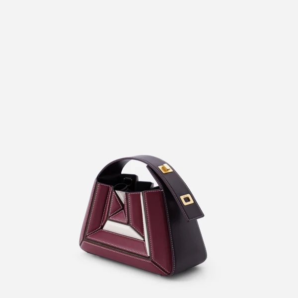 Mlouye Sera Mia Bag in Bordeaux and Off White | Totes & Top-Handle Bags | Luxury Shoes 