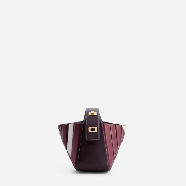 Mlouye Sera Mia Bag in Bordeaux and Off White | Totes & Top-Handle Bags | Luxury Shoes 