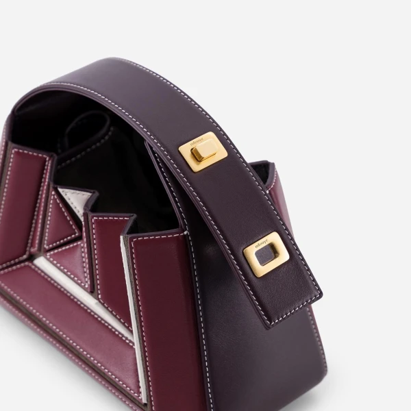 Mlouye Sera Mia Bag in Bordeaux and Off White | Totes & Top-Handle Bags | Luxury Shoes 