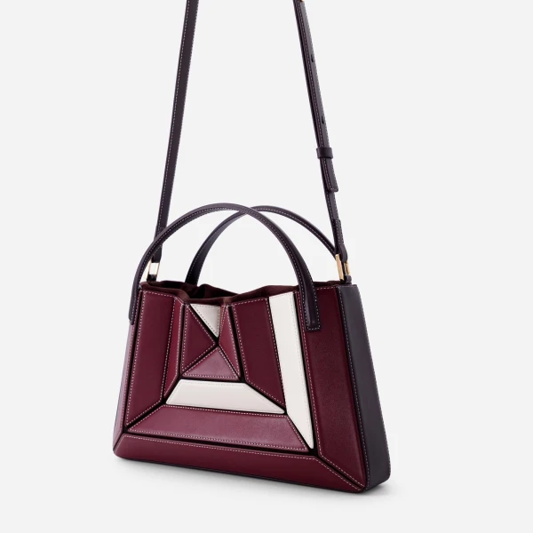 Mlouye Sera Tote in Bordeaux and Off White | Totes & Top-Handle Bags | Luxury Shoes 