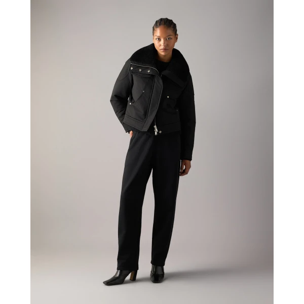 Moose Knuckles Aurora Down Trucker Jacket in Black | Jackets | Luxury Shoes 