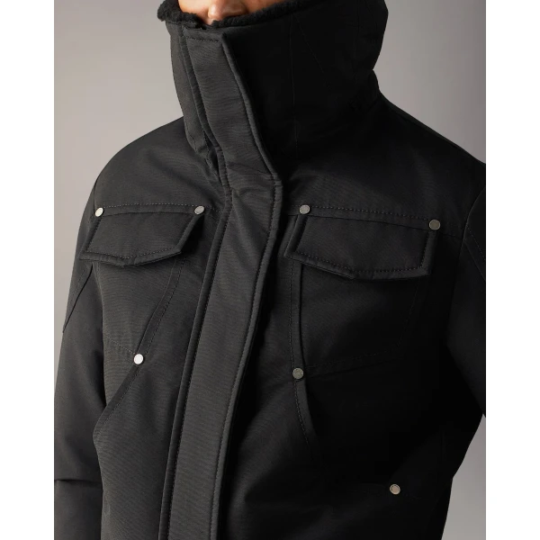 Moose Knuckles Aurora Down Trucker Jacket in Black | Jackets | Luxury Shoes 