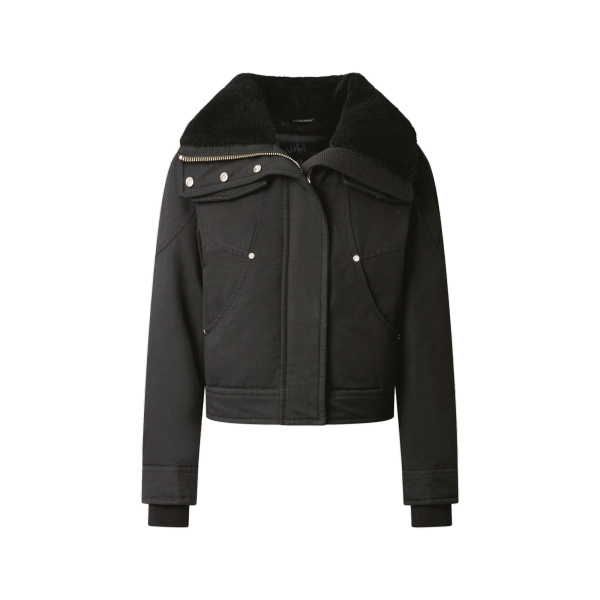 Moose Knuckles Aurora Down Trucker Jacket in Black | Luxury Shoes 