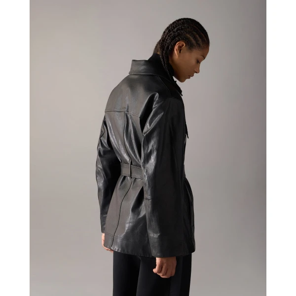 Moose Knuckles BLVD Leather Field Jacket in Black | Leather Jackets | Luxury Shoes 