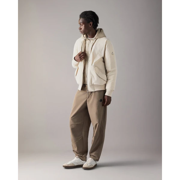 Moose Knuckles Brixton Down Bomber Jacket in Alabaster | Men Jackets | Luxury Shoes 