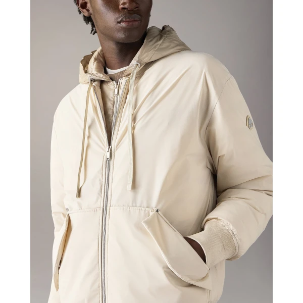 Moose Knuckles Brixton Down Bomber Jacket in Alabaster | Men Jackets | Luxury Shoes 
